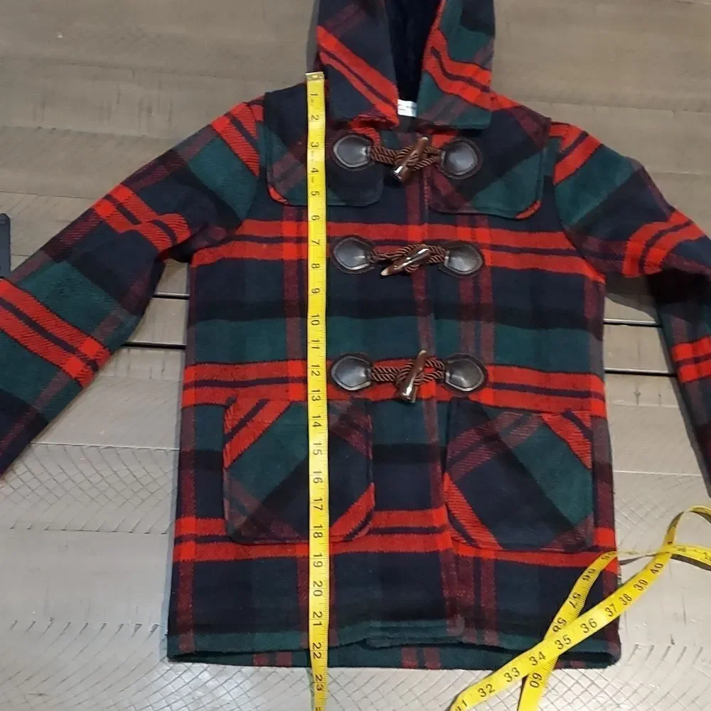 Sogni Kids Red Tartan Plaid Toggle Parka Sz 130/64